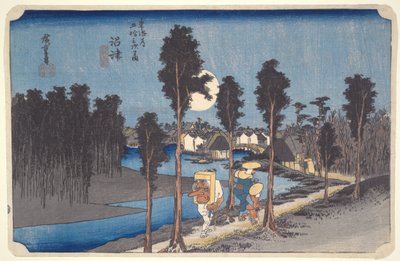 Hämärä Numazussa, sarjasta ”Tōkaidōn 53 asemaa” tekijältä Utagawa Hiroshige