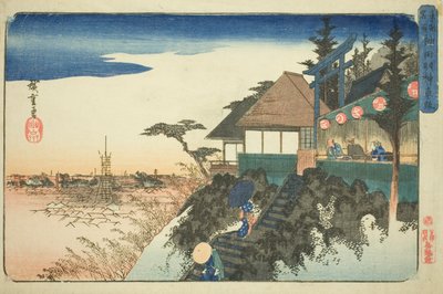 Itäinen nousu Kanda Myojinin pyhäkköön (Kanda Myojin higashizaka), sarjasta "Itäisen pääkaupungin kuuluisia paikkoja (Toto meisho)" tekijältä Utagawa Hiroshige
