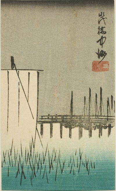 Eitai silta, Nakasu ja Mitsumata Harimaze Koto Meisho” tekijältä Utagawa Hiroshige