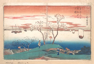Iltainen kirsikankukinta Goten-yamalla tekijältä Utagawa Hiroshige