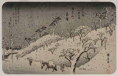 Iltalunta Asuka-kukkulalla, sarjasta Kahdeksan näkymää Edon ympäristöön, n. 1837-38. tekijältä Utagawa Hiroshige