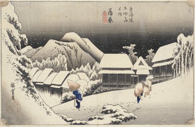 Iltalunta Kanbarassa sarjasta 53 Stations of the Tokaido, n. 1833-1834 (värillinen puupainatus) tekijältä Utagawa Hiroshige