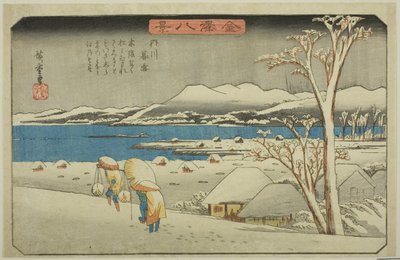Kuvataiteilija g S Uchikawassa (Kureyuki Uchikawa), sarjasta "English gt Vie ws of Kanazawa (Kanazawa Hakkei)" tekijältä Utagawa Hiroshige