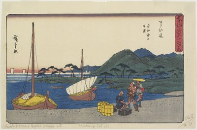 Lauttasatama Imagiri Beachillä, Maisakassa, 1841-1842 tekijältä Utagawa Hiroshige