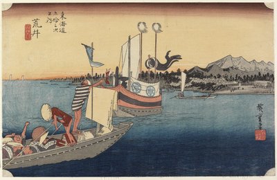 Lautat, Arai, c. 1833 tekijältä Utagawa Hiroshige