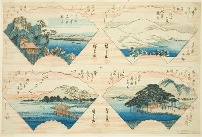 Neljä näkymää sarjasta Kahdeksan näkymää Omista (Omi Hakkei) tekijältä Utagawa Hiroshige