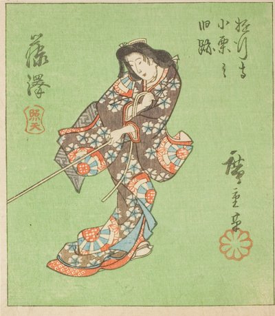 Fujisawa, osa arkista nro. 2 sarjasta "Cutout Pictures of the Tokaido (Tokaido harimaze zue)" tekijältä Utagawa Hiroshige