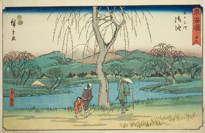 Goyu: Motono Plain pitkin vanhaa tietä (Kokaido Motonogahara) – nro 36, sarjasta "Fifty-three Stations of the Tokaido (Tokaido gojusan tsugi)", joka tunnetaan myös nimellä Reisho Tokaido tekijältä Utagawa Hiroshige