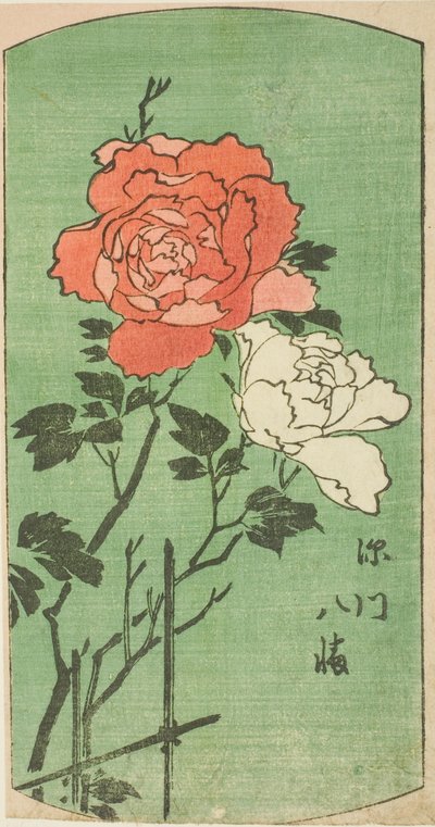 Hachiman-pyhäkkö Fukagawassa (Fukagawa Hachiman), osa arkista sarjasta "Leikkauskuvia Edon kuuluisista paikoista (Edo meisho harimaze zue)" tekijältä Utagawa Hiroshige
