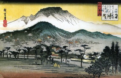 Hiroshige - 8 näkymää Omista - 4. iltakello, Mii-temppeli tekijältä Utagawa Hiroshige