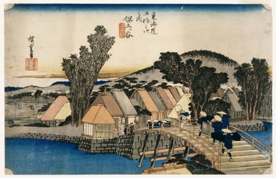 Hodogaya, Shinkame Bashi, Station 5 (puupalikka väriprintillä) tekijältä Utagawa Hiroshige