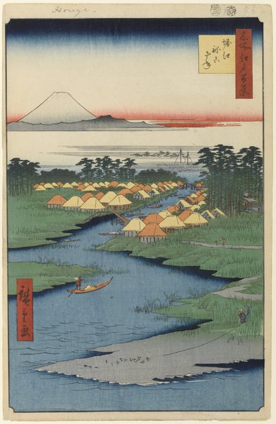 Horie ja Nekozane, nro 96 julkaisusta Sata kuuluisaa Edon näköalaa, 1856 (puupainatus) tekijältä Utagawa Hiroshige