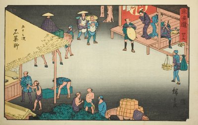 Ishi Yakushi – of. 45, sarjasta `` Viisikymmentäkolme S tachi -soundia urbaania astetta (seuraavaksi kaupunkiasteen päävuori), tekijältä Utagawa Hiroshige