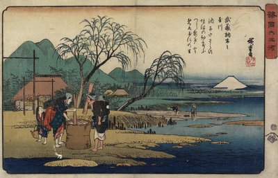 Cho_fun jalokivijoki Musashin maakunnassa, 1835-1837 tekijältä Utagawa Hiroshige