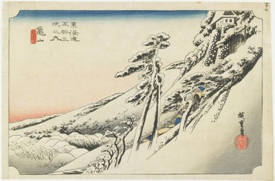 Kameyama - Selkeä sää lumen jälkeen, n. 1833 tekijältä Utagawa Hiroshige