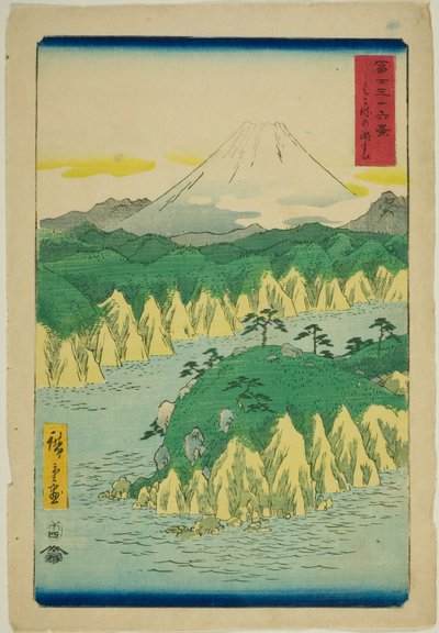 Järvi Hakoneessa (Hakone no kosui), sarjasta "Kolmekymmentäkuusi näkymää Fuji-vuorelle (Fuji sanjurokkei)" tekijältä Utagawa Hiroshige