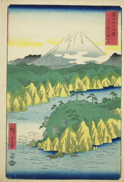 Järvi Hakoneessa (Hakone no kosui), sarjasta "Kolmekymmentäkuusi näkymää Fuji-vuorelle (Fuji sanjurokkei)" tekijältä Utagawa Hiroshige