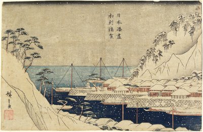 Vuorattuja mäntypuita Uraga satamassa, n. 1840-1843 tekijältä Utagawa Hiroshige