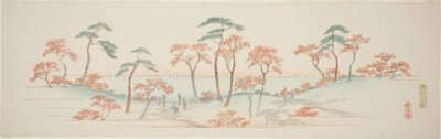 Vaahterat Kaianji-temppelissä (Kaianji koyo), nimettömästä sarjasta kuuluisia näkymiä Edon esikaupunkiin tekijältä Utagawa Hiroshige