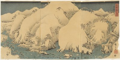 Vuori ja joki Kiso Passissa, elokuu 1857 tekijältä Utagawa Hiroshige