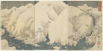 Vuori ja joki Kiso Passissa, elokuu 1857 tekijältä Utagawa Hiroshige