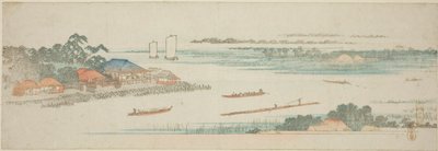 Naka-joen suu (Nakagawa guchi no zu), nimettömästä sarjasta kuuluisia näkymiä Edon esikaupunkialueille tekijältä Utagawa Hiroshige