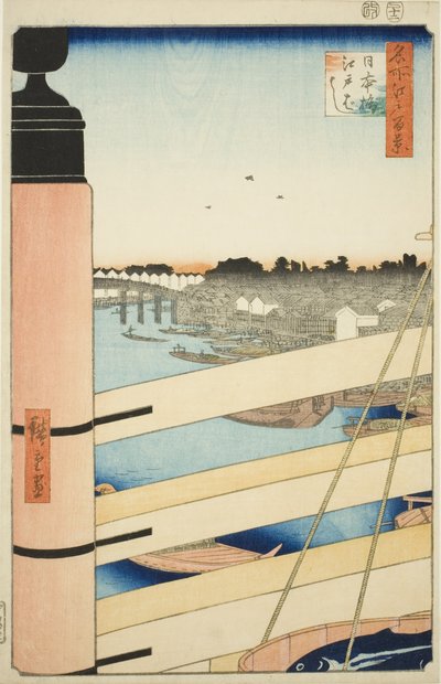 Japan B Ridge Plan d Edo B Ridge (Nihonbashi, Edobashi), sarjasta "Ridge dre d fa net s Views of Edo (Sata kuuluisaa Edon näkymää)" tekijältä Utagawa Hiroshige