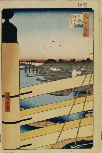 Nihonbashi ja Edobashi Bridges Sata kuuluisaa näkymää Edosta, 1856-1858 tekijältä Utagawa Hiroshige