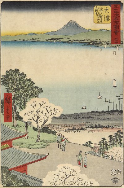 No.54 O_tsun kaupunkinäkymä Mii-temppelistä, O_tsu, heinäkuu 1855 tekijältä Utagawa Hiroshige