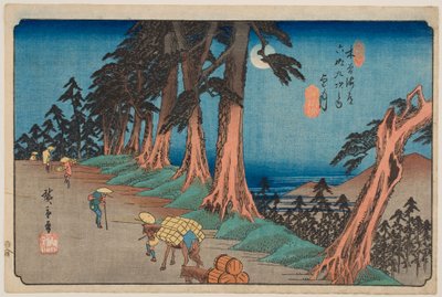 Nro 26, Mochizuki, sarjasta "Kisokaidōn kuusikymmentäyhdeksän asemaa" tekijältä Utagawa Hiroshige