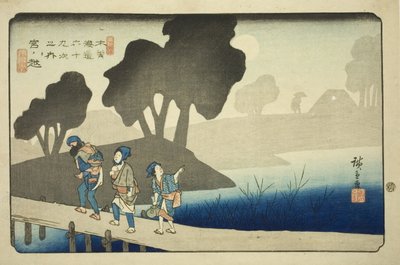 /. 37: Miyanokoshi, sarjasta "Shixty-nines of the kisokaido" tekijältä Utagawa Hiroshige