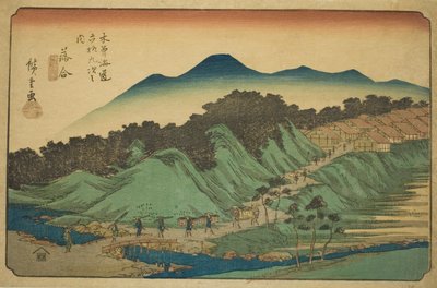 /. 45: Ochiai, Te-sarjasta "Shi x t y ne s ta on s of te kisokaid (kisokaido rokujukyu tsugi no uchi)" tekijältä Utagawa Hiroshige