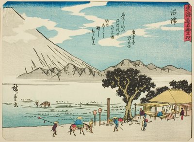 Numazu, sarjasta "Fifty-three Stations of the Tokaido (Tokaido gojusan tsugi)", joka tunnetaan myös nimellä Tokaido runolla (Kyoka iri Tokaido) tekijältä Utagawa Hiroshige