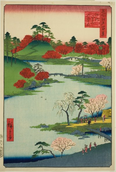 Tegardenin avajaiset Fukagawa Hachimanin pyhäkössä (Fukagawa Hachiman Yamabiraki), sarjasta ws of Edo” tekijältä Utagawa Hiroshige