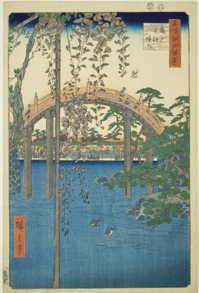 Kameido Tenjin Shlinen alueet (Kameido Tenjinin piirit), sarjasta ”Ridge dre d fa net s Views of Edo (Edon sata kuuluisaa nähtävyyttä)” tekijältä Utagawa Hiroshige