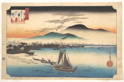 Palaavat hanhet Katadassa tekijältä Utagawa Hiroshige