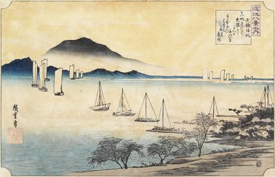 Palaavat purjeet Yabasessa, n. 1834 tekijältä Utagawa Hiroshige