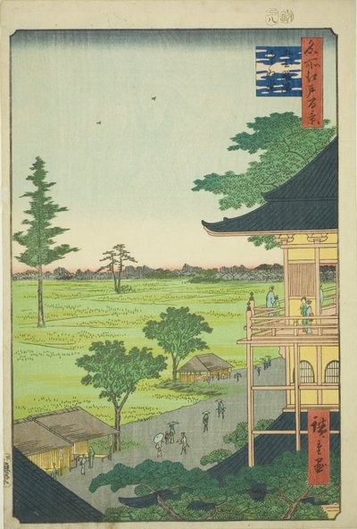 Sazai Hall of Field rahoittama rakkan tempe (gohyaku rakkan sazaid), sarjasta "yhden rahoitetun maanviljelijän Ews of Edo" tekijältä Utagawa Hiroshige