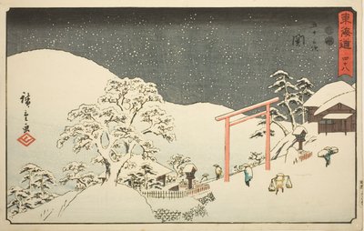 Seki - Ei. 48, sarjasta "Fifty-three Stations of the Tokaido (Tokaido gojusan tsugi)", joka tunnetaan myös nimellä Reisho Tokaido tekijältä Utagawa Hiroshige