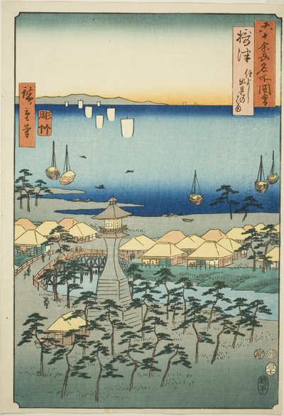 Settsu Project: Idemi Bea ch at Sumiyoshi (Settsu, Sumiyoshi Idemi no Hama), sarjastaーOh d Proinses tekijältä Utagawa Hiroshige