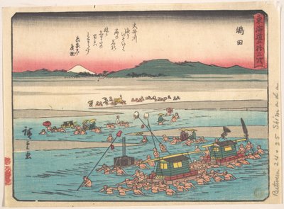 Shimada; Oigawa Shun-Gan, Oi-joen rannat tekijältä Utagawa Hiroshige