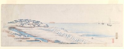 Snow Dawn at Susaki, Letter-Sheet -sarjasta, n. 1839-1840 (värillinen puupainatus) tekijältä Utagawa Hiroshige