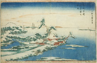 Lunta uudenvuodenpäivänä Susakissa (Susaki yuki no hatsuhi), sarjasta "Kuuluisia näkymiä itäisestä pääkaupungista (Toto Meisho)". tekijältä Utagawa Hiroshige