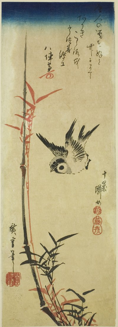 Varpunen ja bambu tekijältä Utagawa Hiroshige