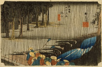Kevätsade Tsuchiyamassa tekijältä Utagawa Hiroshige