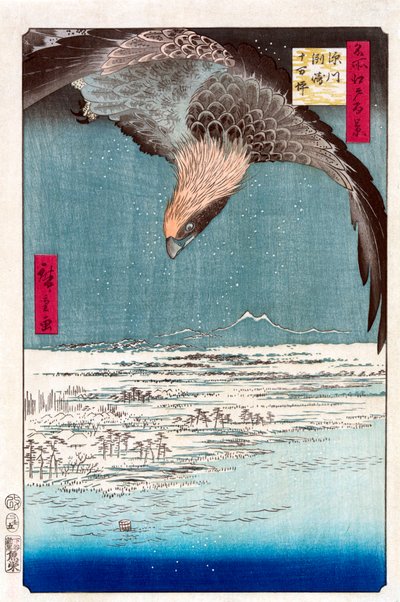Susaki ja Jumantsubon tasango lähellä Fukagawaa, 1856-1858. tekijältä Utagawa Hiroshige