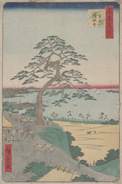 "The Armour-Hanging Pine at Hakkeizaka" 100 näkymästä Edosta tekijältä Utagawa Hiroshige