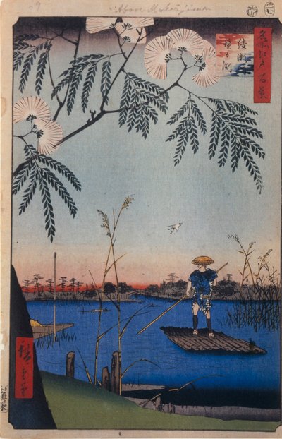 Ayase-joki ja Kanegafuchi Sata kuuluisaa näkymää Edosta, 1856-1858 tekijältä Utagawa Hiroshige