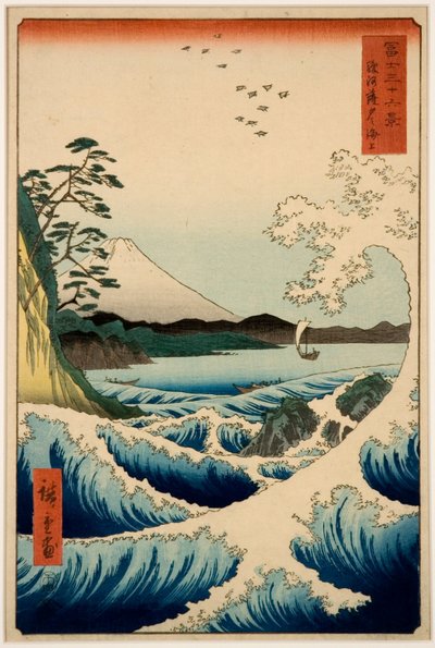 Sea at Satta, Suruga Province, sarjasta Kolmekymmentäkuusi näkymää Fuji-vuorelle tekijältä Utagawa Hiroshige