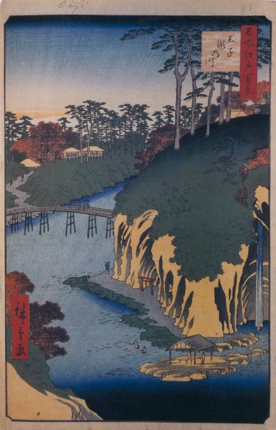 Takinogawa Ojissa Sata kuuluisaa näkymää Edosta, 1856-1858 tekijältä Utagawa Hiroshige